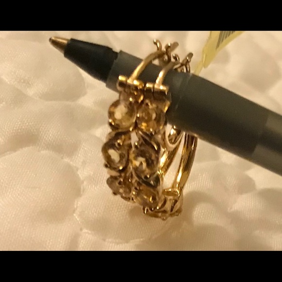 Citrine Plated 18K YG/Brass Hoops TGW 2.40 cts. - Picture 7 of 8